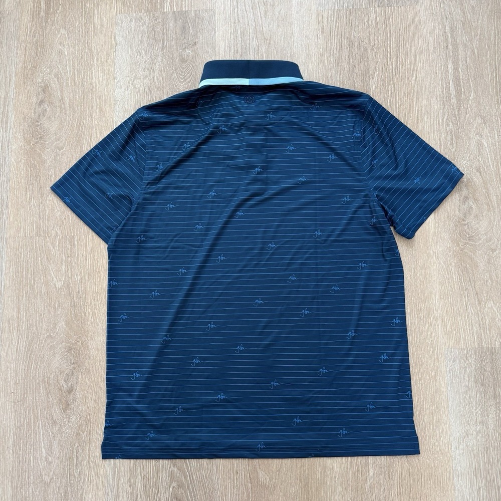 Men's Navy Striped Performance Polo Shirt by G/Fore - Picture 2 of 9
